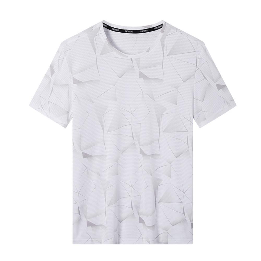 Large Size Men's Sports and Leisure T-shirt Summer Ice Silk Thin Short-sleeved Quick-drying Ice Casual Top T-shirt Men's