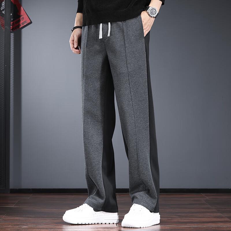 JIELEINUO Men's Colorblock Straight-Leg Sweatpants