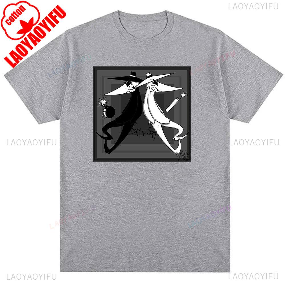 Spy Vs Spy Unisexs T Shirt Summer Cotton Crew Neck Humorous Retro 80s Cartoon Graphic Print Funny Vintage Inspired Fashion Tee