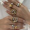 Stainless Steel Line Ring for Unisex Geometric Cross Spiral Two Tone Open Ring Irregular Fashion Daily Party Jewelry Accessories