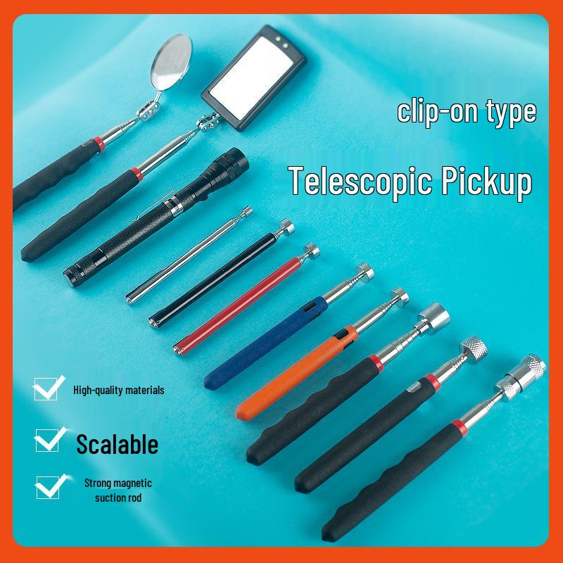 1.5 lb Telescopic Magnetic Pickup Tool with Light, Strong Magnet, Extendable Round & Square Mirror, Auto Repair Flashlight Head