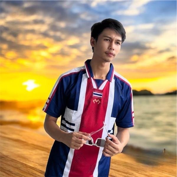 THAILAND National Football Soccer Vintage JERSEY CHEER Fan Version Schnelltrocknendes Shirt Polo Polyester Kurzarm Uniform Elefantenlogo Sport Outdoor