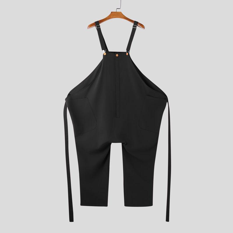 

INCERUN Мужские комбинезоны с лямками, длинные, мешковатые, с заниженной проймой, карго S чёрный