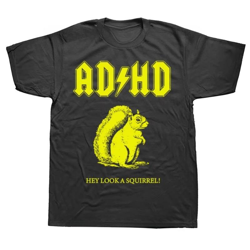ADHD In Its Original Form Squirrel T Shirt Squirrel T-Shirt Tops Tees Oversized Cotton Holiday Short Sleeve Mens Clothes