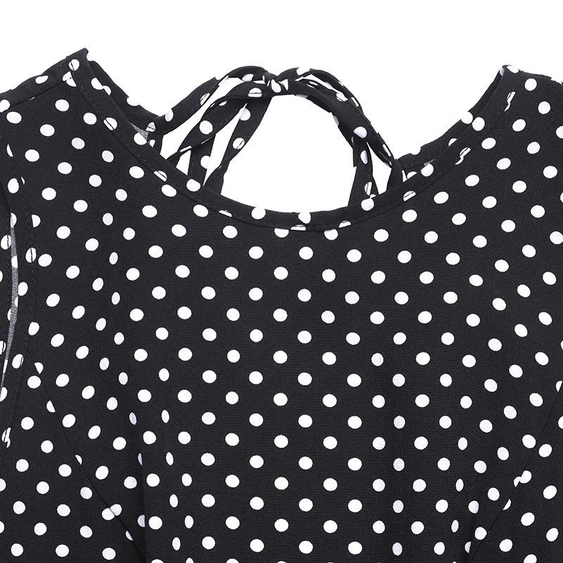Women's Fashion Summer Spring Polka Dot Print Sleeveless O-Neck High Waist Casual Dresses