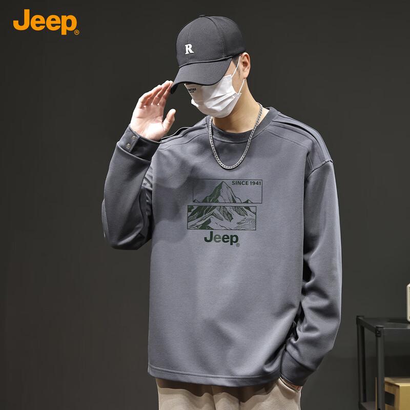 Jeep Men's Autumn Winter Loose Pullover Sweatshirt