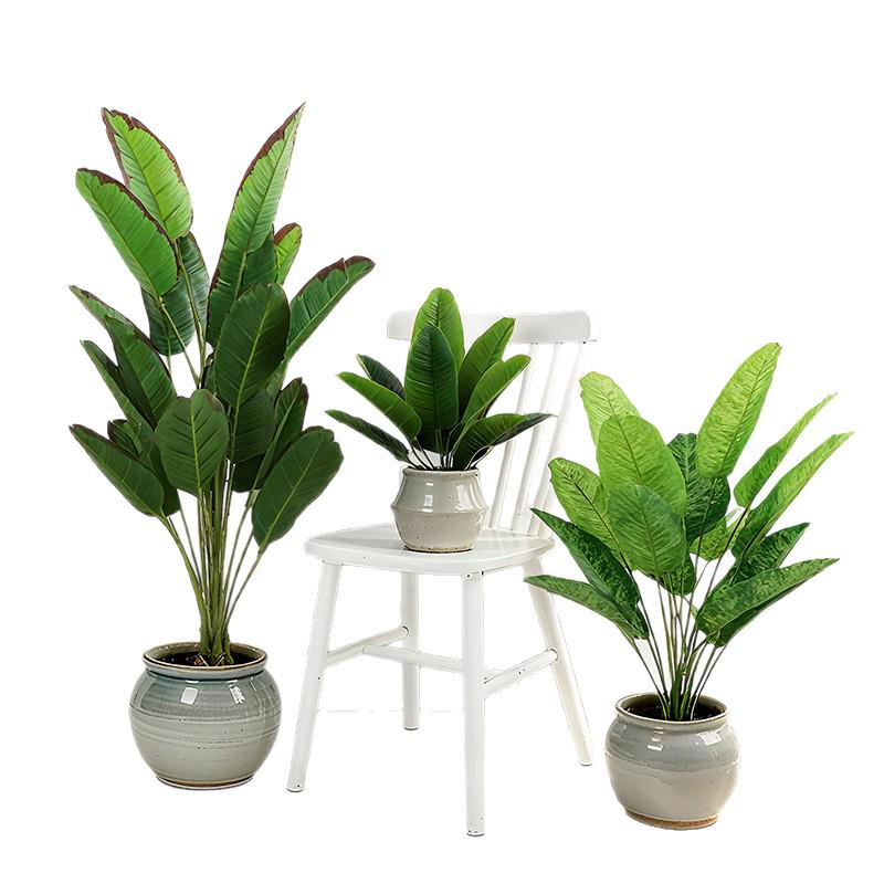 Simulation Traveler's Palm and Bird of Paradise Evergreen Large Potted Plant, 24 Heads, Indoor Floor Standing Bonsai