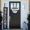 Welcome Sign Front Door Decorations,Round Wood Wreath Wall Hangings Decors for Outdoor Indoor,Home,Farmhouses ,Porch