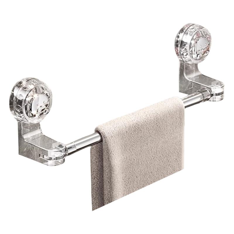 Strong Suction Cup Adjustable Telescopic Towel Rack No Drilling Installation Plastic Bath Towel Holders for Bathroom
