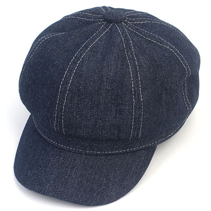 

Universal chemistry stitch dark denim newsboy cap FREE