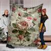Roses Garden Print Flannel Blanket, Soft Warm Lightweight Throw Blanket for Living Room,Sofa Bed Camping Office