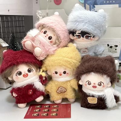 10Cm Plush Winter Doll Clothes Set Furry Sweater Hat Scarf For 10Cm Idol Star Doll Lovely Doll Outfit Gifts For Girls Fans