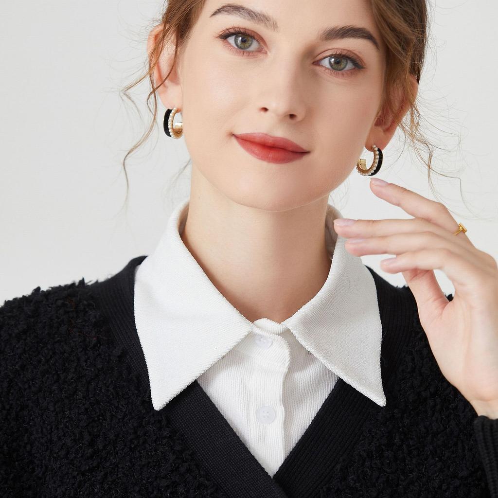 Mens Lapel Fake Collar Women Front Tie Ladies White Half Shirt Detachable Collar Formal Business Lapel False Collar Accessory