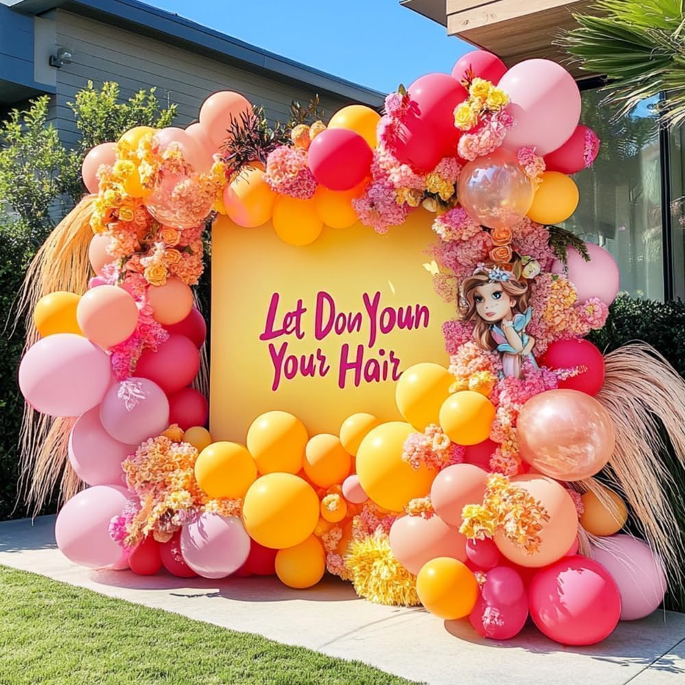 Yellow Pink Balloon Garland - Double Stuffed Baby Pink Peach Balloons Different Sizes Pastel Coral Balloon Arch Kit For Birthday Summer Baby Shower