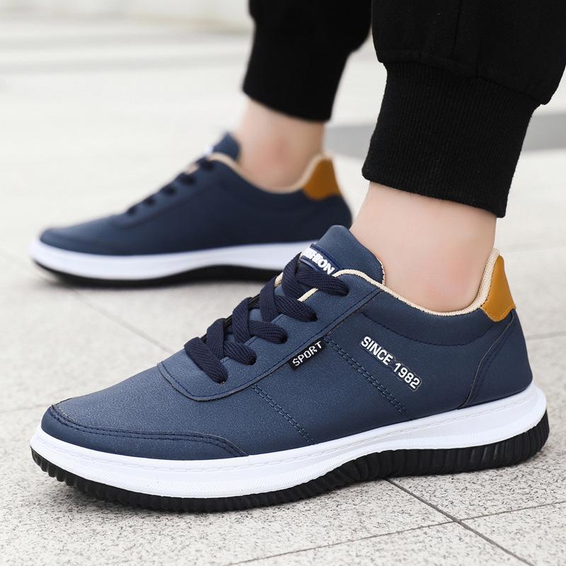 2024 New Spring and Autumn Men's Shoes Leather Surface Anti slip and Wear Resistant Lace up Round Head Men's Casual Shoes