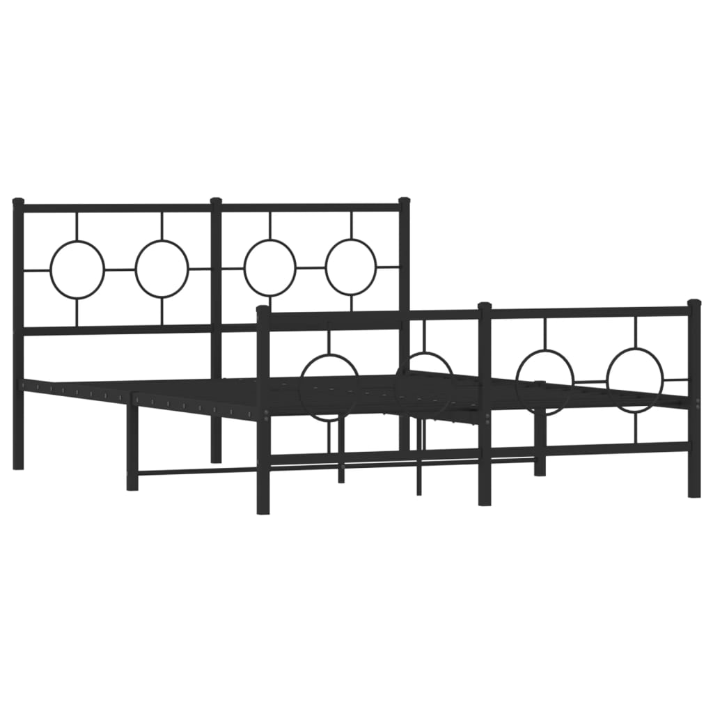 Bed Frame with Headboard and Footboard Metal Black 140 X 190 Cm