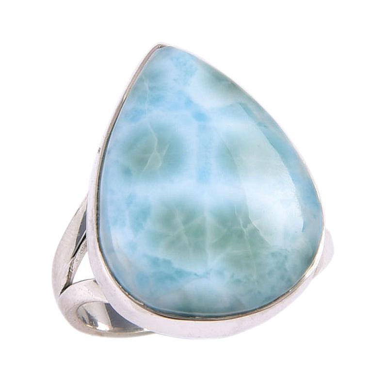 Natural Republic Larimar Gemstone 925 Solid Sterling Silver Gift Ring S.7 j9H49