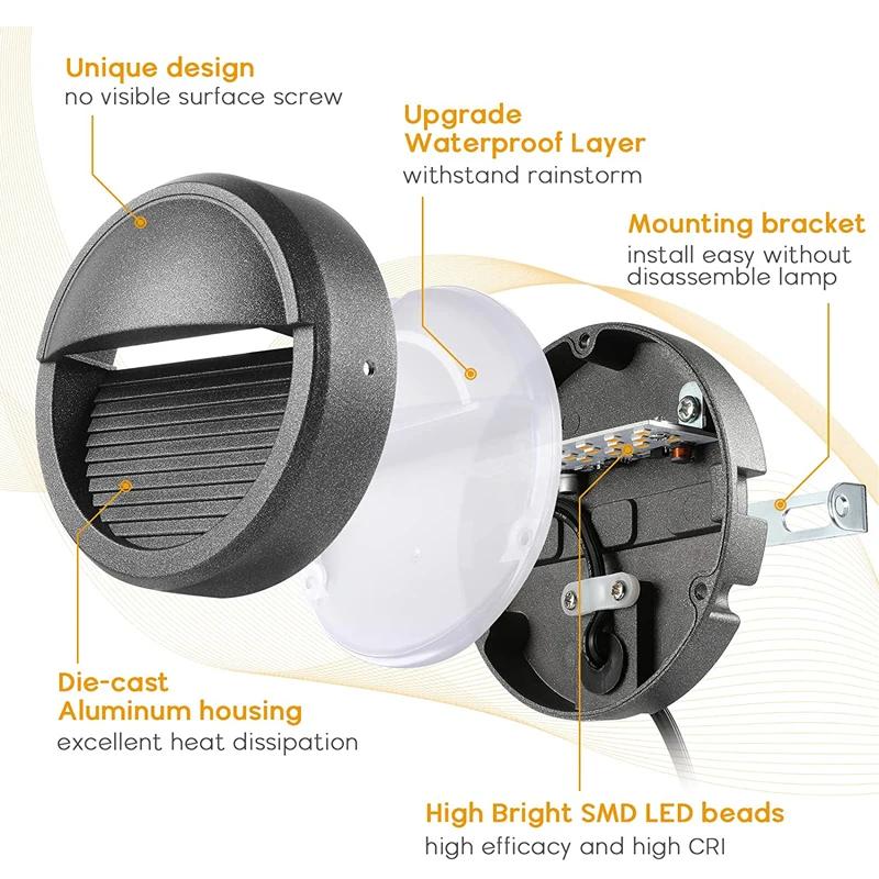 Outdoor Waterproof IP65 Wall Lamp Landscape Deck Round Wall Lamp Stair Railing Step Walk Recessed Decorative Wall Light DC12V