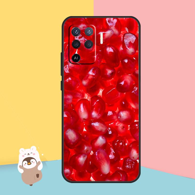 Essen Frucht Roter Granatapfel Hülle Für OPPO A54 A74 A94 A52 A72 A83 A91 A93 A15 A16 A5 A9 A31 A53 A53S 2020 Rückseite