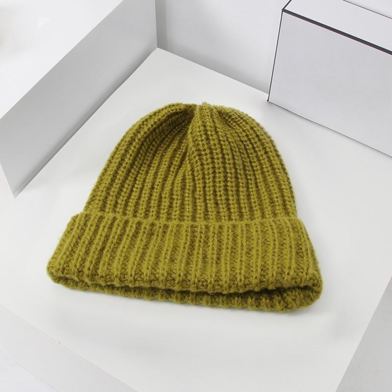 Knitted Hat for Women in Autumn and Winter Warm Pullover Woolen Hat Outdoor Travel  Face Showing  Small Pile Hat  Trendy and Versatile