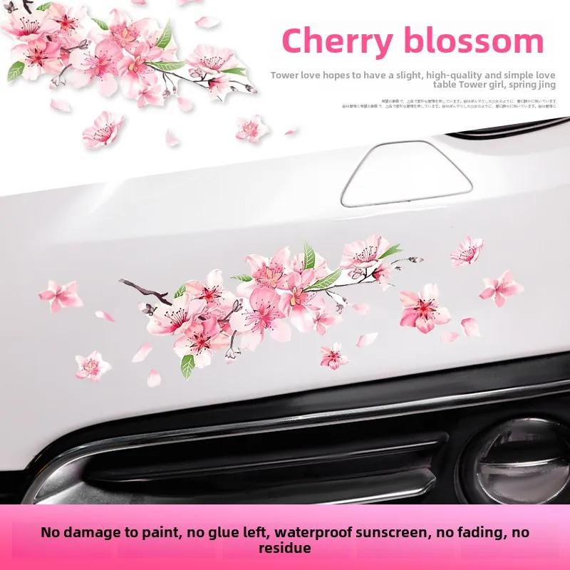 Rosa Kirschblüten Floral Autoaufkleber Liebe Auto Vinyl Aufkleber Stoßstange Fenster für Frauen Autotuning Styling Zubehör