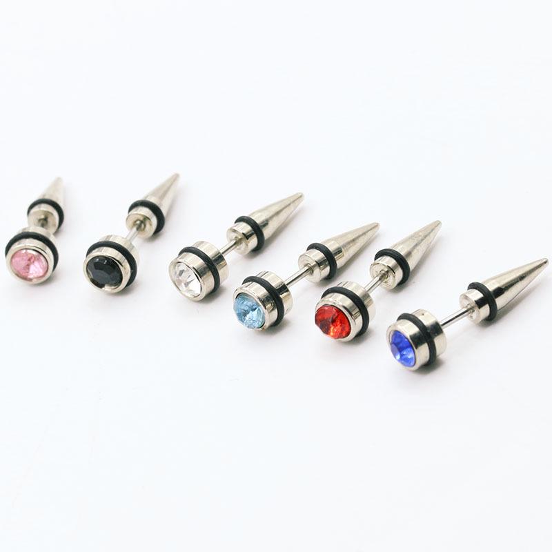 Unisex 316L Titanium Steel Diamond-Studded Piercing Earrings