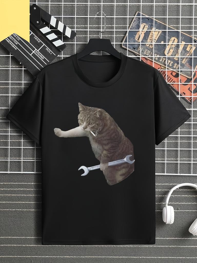 Funny Cat Mechanic with Wrench T-Shirt