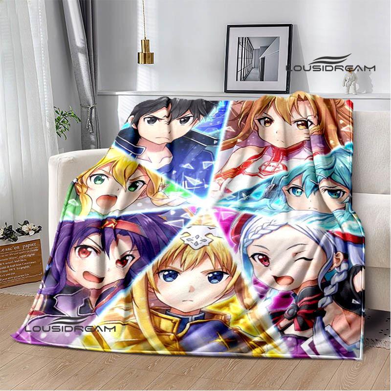 Cartoon Sword Art Online Printed Blankets Picnic Blanket Warm Flannel Blankets Home Bed Linings Blankets for Beds Birthday Gift