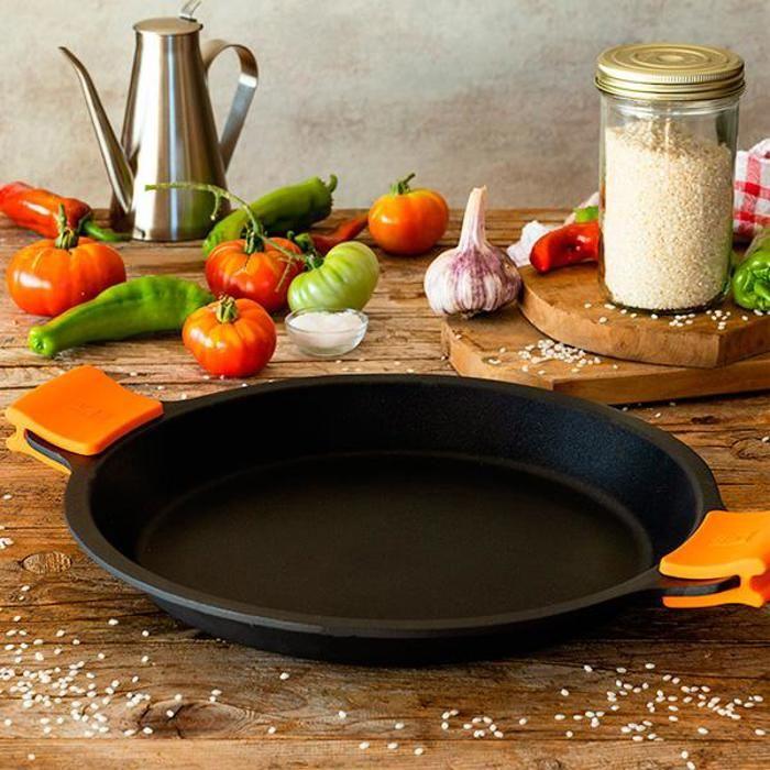BRA Efficient - Paella Pan, 40 Cm, Cast Aluminum with PFOA-free Teflon Platinum Plus Non-Stick Coating, Handles