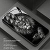 Brave Gray Lion Tempered Glass Phone Case for iPhone 17 Pro Max 16 15 14 Plus 13 12 11 Pro Max 16E 17Air X XR XS 7 8 SE2 Cover