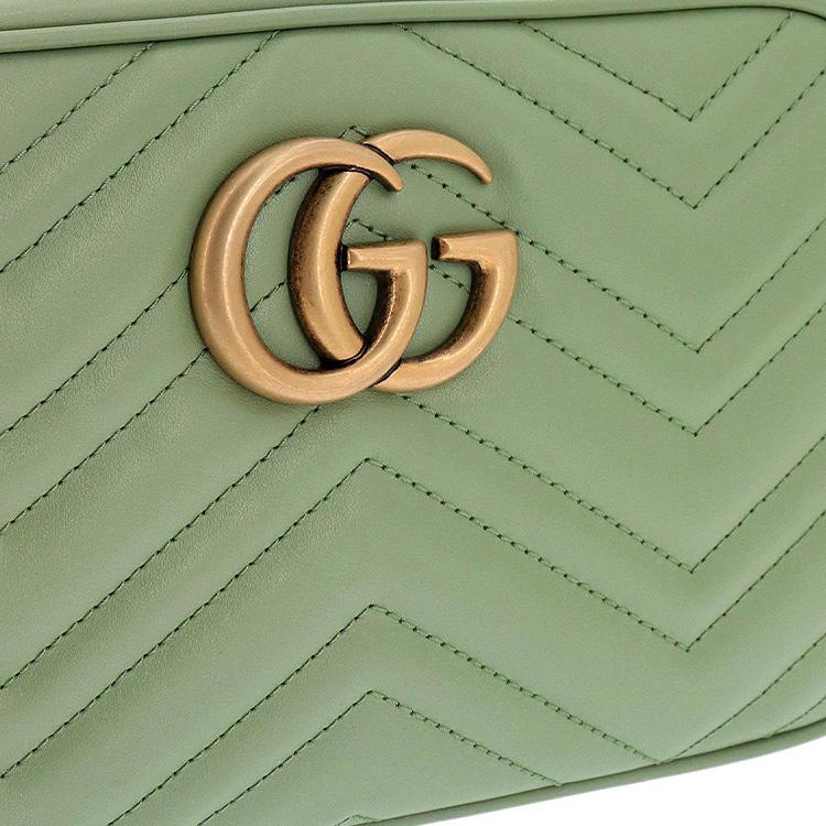 Gucci GG Marmont Series Chain Quilted Leather Shoulder Bag Women Shoulder Bag Green 447632-AABZB-3408