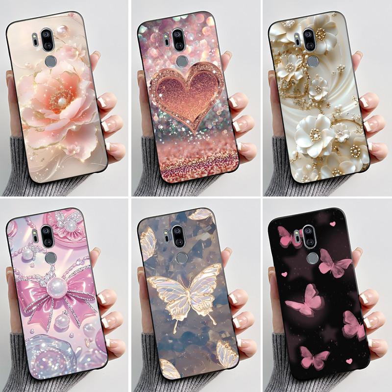 Druckmuster Hülle Für LG G7 thinQ Capa Weiches Silikon Schwarze Hülle Für LG G7thinQ Abdeckung Niedliche Blume Cartoon Hülle Funda Coque
