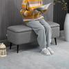 Storage Ottoman with Flip Top, Rectangular Upholstered Bench, Linen Look Fabric Footstool with Steel Legs for Living Room, Bedroom, Grey