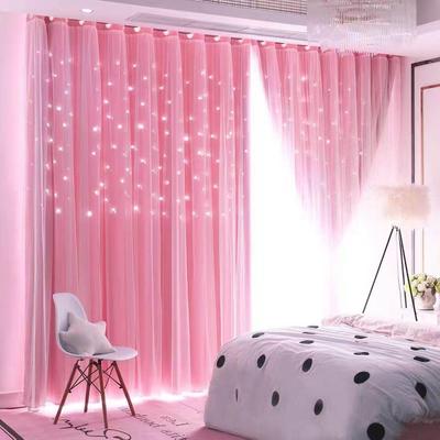 Star Cutout Window Curtain Blackout Curtains For Kids Girls Bedroom Living Room Double Layer Star Window Blackout Curtains Home Decor
