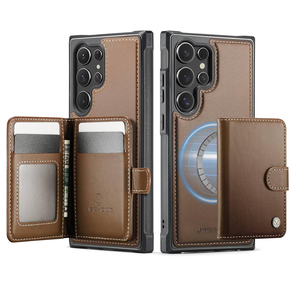 Portemonnaie-Hülle für Samsung Galaxy S25 Edge S25 S24 S23 S22 S21 S20 Ultra, Premium Abnehmbarer Magnetischer Kartenhalter RFID-Blockierung