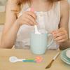 2Pcs Tulip Shaped Porcelain Flower Spoon Long Handle Household Mixing Spoon Convenient Coffee Rice Mixing Accessory