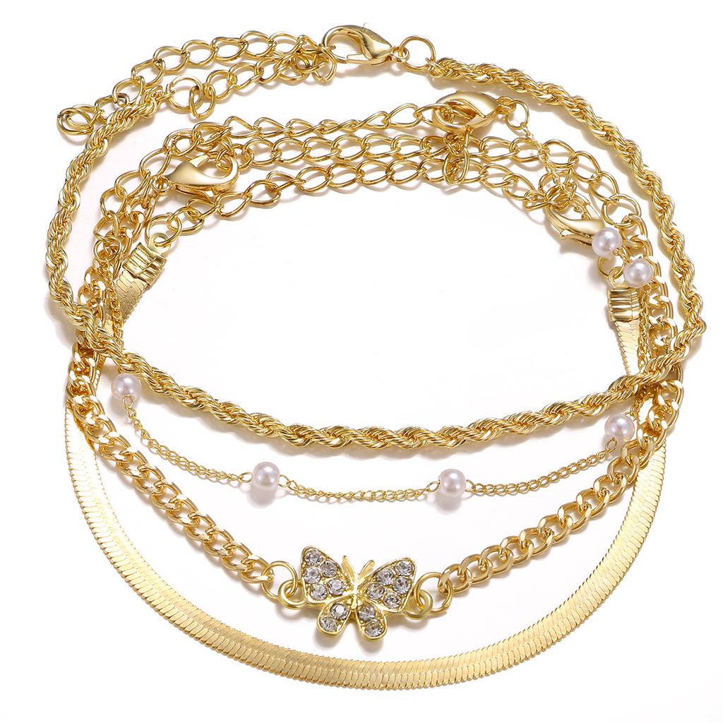 Retro Thick Chain Bracelet Set - Retro Bracelets - Women's Hand Chain Set