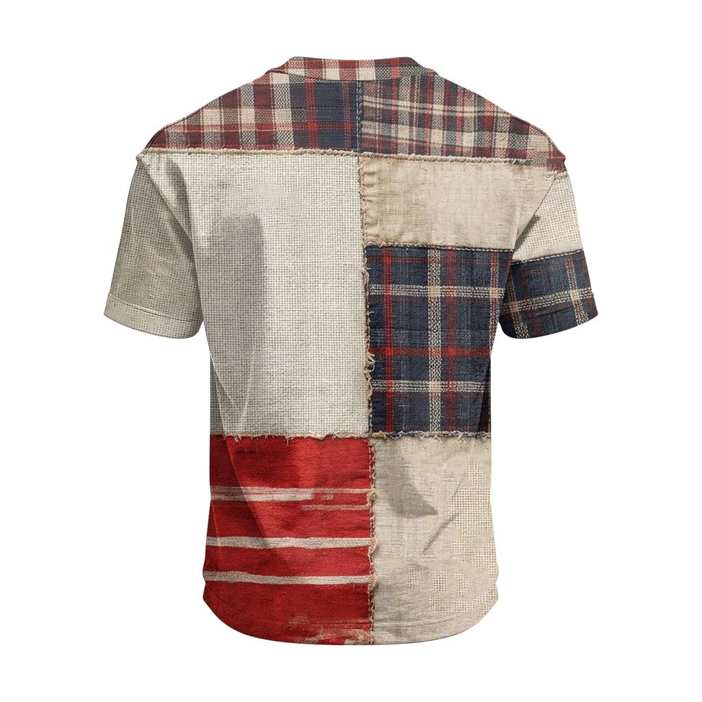 Męska luźna i casualowa koszulka z nadrukiem flagi, koszulka z krótkim rękawem