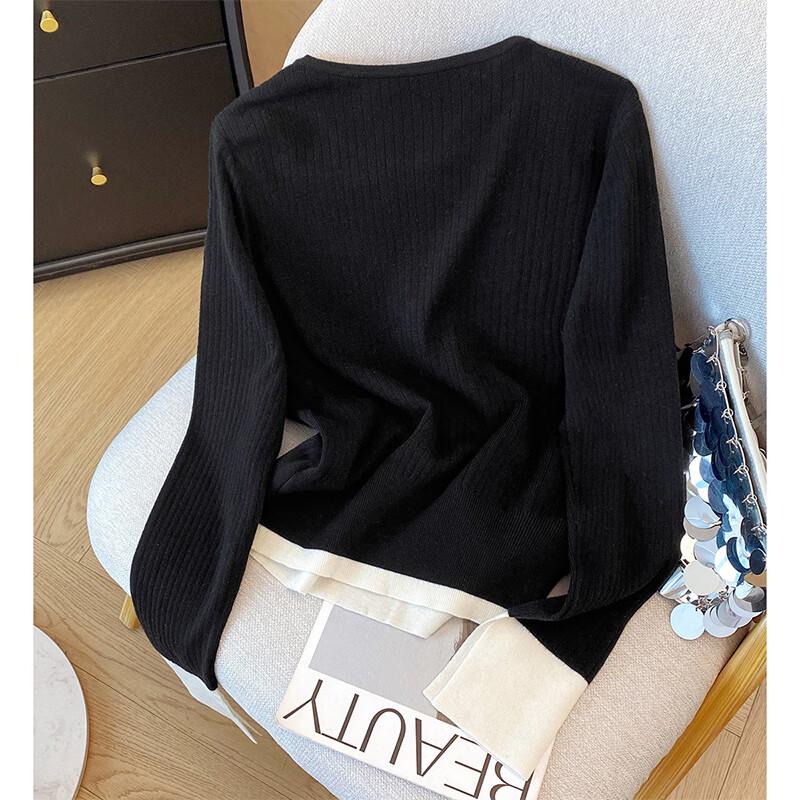 Women's College Style Faux Two-Piece Knit Sweater