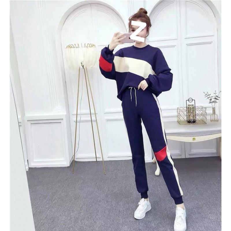 

Casual Sports Outfit for Women - Spring/Autumn Korean Version - Loose and Fashionable Long-sleeved Pullover Set of Two Pieces XXL
