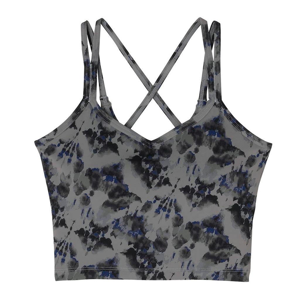 Atsugi Clear Beauty Active Sports Yoga Bra with Botanical Nuance Oak Gray Bra, Cross-Back Pattern, Moisture-Wicking, Quick-Drying, 97817AS, Women's,