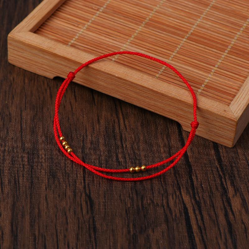 Браслет из бусин ручной работы Красная нить Регулируемый Переносные Счастливые бусины Простой стиль Браслет дружбы Тонкое ювелирное изделие Подарок красный