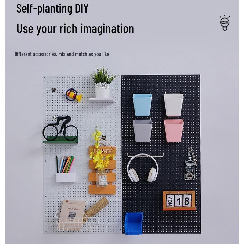 Frameless Wall-Mounted Pegboard Shelf for Display & Storage in Study, Bedroom, Kitchen, or Supermarket