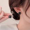 French Drip Glazed Camellia Zircon Earrings Niche Design Simple Exquisite Elegant Temperament Light Luxury High-end Earrings