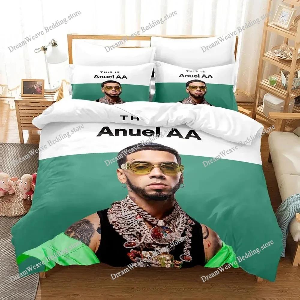 3D-Druck Anuel Aa Real Hasta La Bettwäsche-Set Bettbezug Bettwäsche-Set Steppdeckenbezug Kissenbezug Decke King Queen Größe Jungen Erwachsene963