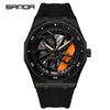 Sanda Men's Waterproof Alloy Car Wheel Design Silicone Wristwatch