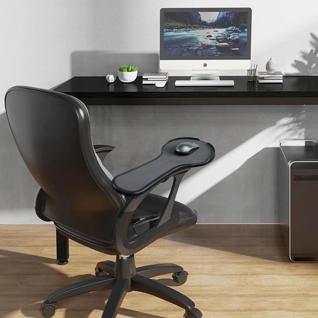 Apoio de Braço de Mesa para Mouse para Cadeira de Computador Bandeja Plataforma de Extensão para Mouse Apoio de Braço Ergonômico Ajustável Mouse Pad com Defletor de Mouse Fixa-se à Cadeira Preto
