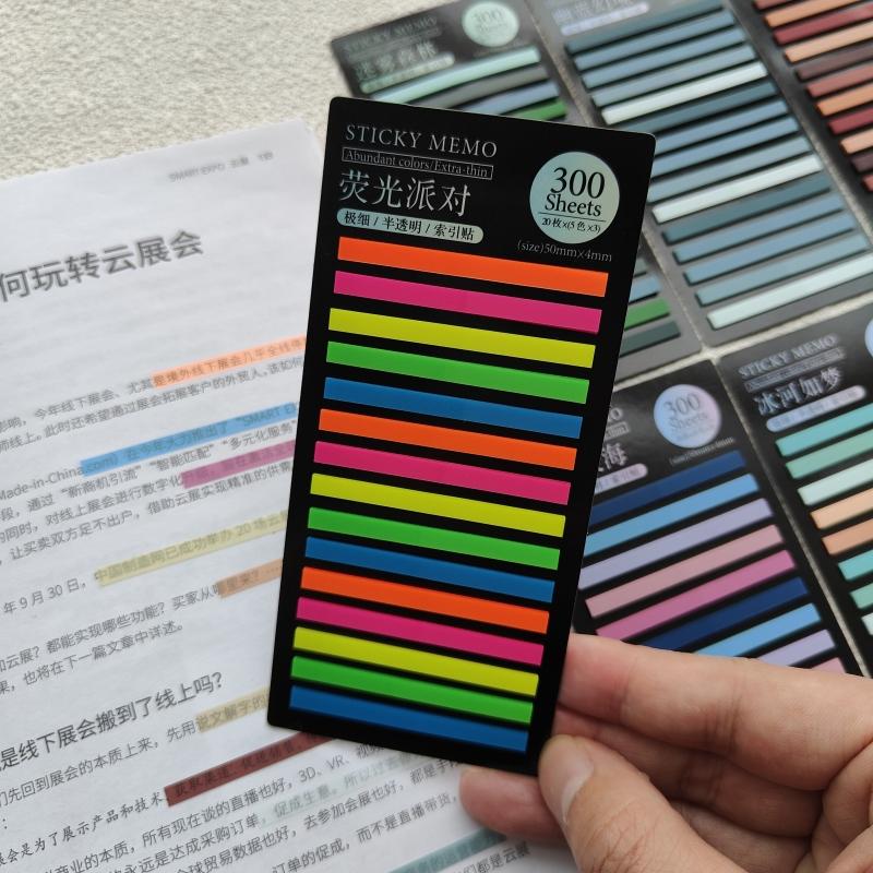 2400 Blatt PET Superfeine Index-Notizblöcke DIY Fluoreszierende Markierungsaufkleber Büro-Schulbedarf Durchscheinende Haftnotizen