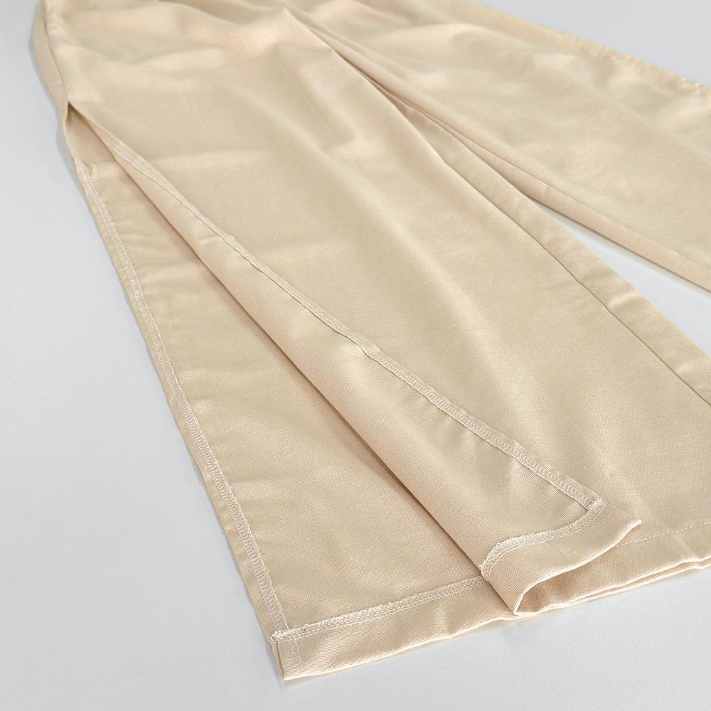 Hot Sale Cotton Linen Solid Color Set Spring Summer Casual Women's Vest Split Long Pants Two-Piece Set