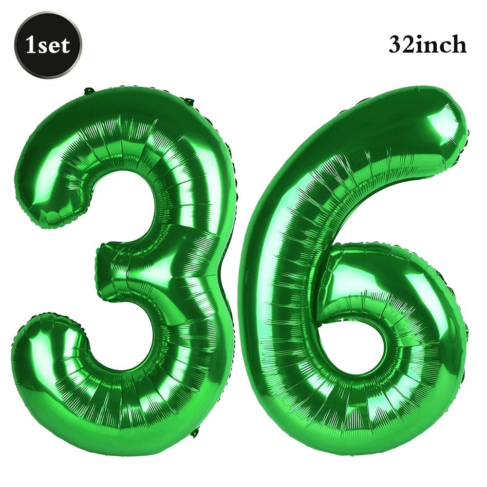 32 Inch Green Number Foil Balloons 0-9 Jungle Safari Theme Soccer Party Decor Kid Boy 1st Birthday Dinosaur Baby Shower Supplies